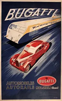 Bugatti Drucke: Plakat, das die Bugatti bewirbt