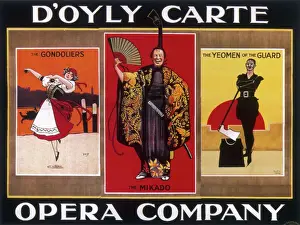 Plakat, das die DOyly Carte Opern Gesellschaft bewirbt