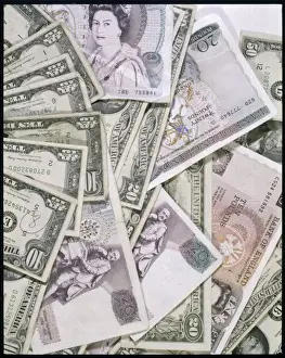 US Dollar Bills Drucke: Pound and Dollar Notes