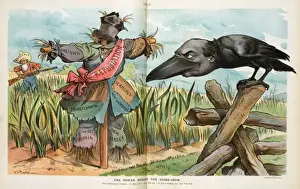 Political Satire Artwork Drucke: The power behind the scare-crow