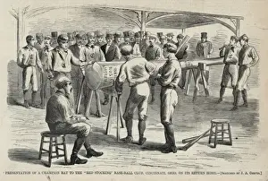 Vintage Sports Memorabilia Collection Drucke: Presentation of a champion bat to the Red Stocking base-ball