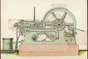 Early 20th Century Engineering Drucke: Priestmanns Gas Engine