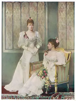 Drucke von Prinzessin Victoria Tochter von Eduard VII mit ihrer jüngeren Schwester Maud (1869-1938) im Jahr 1901 Maud Drucke: Königin Viktoria / Maude