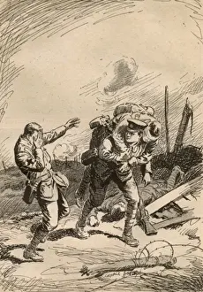 Drucke von Illustration der Aktion des VC bei Privat John Joseph Caffrey VC (1891-1953) am La Brique, Frankreich im November 1915. Seine Zitation lautet wie folgt: Am 16 Medaillen Und Orden Drucke: Privat Johann Kaffer VC