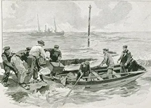 Brittany Coast Scenery Drucke: The provisioning of a lighthouse in Brittany. Image