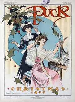 Early 20th Century Christmas Art Drucke: Puck Christmas 1908