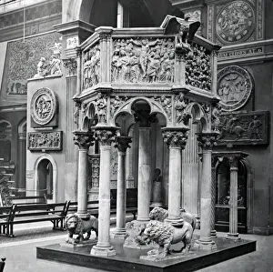 Victorian Lantern Slides Drucke: Pulpit in Baptistry, Pisa