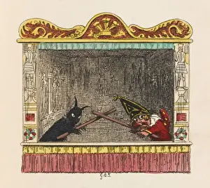 19th Century British Art Prints Drucke: Punch Fights Old Nick