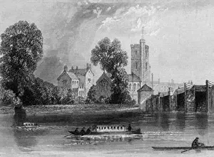 Drucke von Putney aus dem Blickwinkel über den Fluss Themse, nahe der Putnei Brücke Datum: 1846 London Drucke: Putney, London