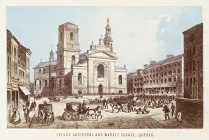 Quebec City Landmarks Drucke: Quebec / Cathedral / Square