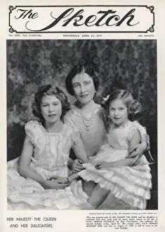 Princess Margaret Portrait Drucke: Queen Elizabeth and her Daughters