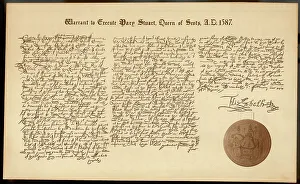 Drucke von Die Vollmacht zum Hinrichten von Marien, Königin von Schottland Datum: 1587 Verwandte Bilder Drucke: Königin von Schottland warrent