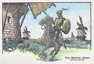 Don Quichotte und der Windmühle