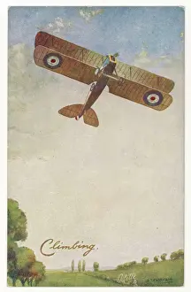 Vintage Airplane Images Drucke: Raf Biplane Climbing