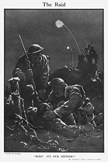 Great War History Drucke: The Raid, by Bairnsfather