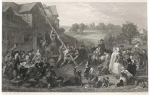 English Countryside Life Drucke: Raising the Maypole