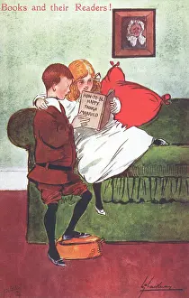 Antique Book Illustrations Drucke: Reading Books