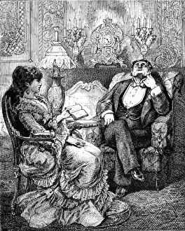 Victorian Era Communications Drucke: Reading to a Gentleman