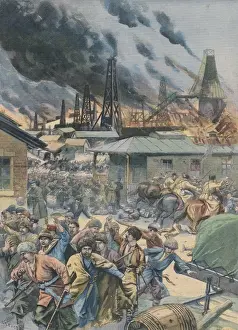 Russia Historical Events Drucke: Rebels Fire Wells