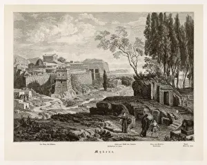 19th Century Archaeology Drucke: Reconstruction / Mycenae