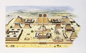 Zeichnung Drucke: Wiederherstellung des Komplexes von Templo Mayor im