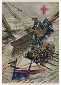 Vintage Maritime Art Drucke: Red Cross of the Sea