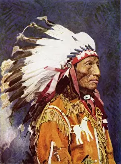 Vintage Native American Images Drucke: Red indian chief