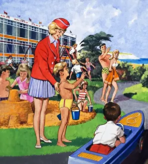Children Playing On The Beach Drucke: The Redcoat