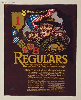 WWI Military Art Drucke: Regulars - They were in it at the first - There to the last