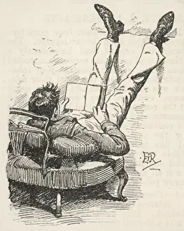 Man Relaxing At Home Drucke: Relaxed Read 1893