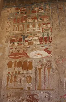 Temple Of Hatshepsut Egypt Drucke: Relief depicting offering table. Temple of Hatshepsut. Deir
