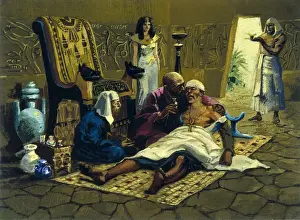 Medical History Painting Drucke: Representation of a trepanation in Ancient Egypt