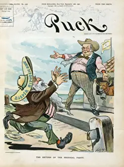 Puck Magazine Cartoons Online Drucke: The return of the prodigal party