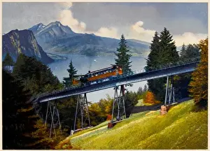 Switzerland Tourist Attractions Drucke: Rigibahn View Colour