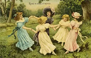 Vintage Children Playing Drucke: Ring-a-Ring-a-Roses