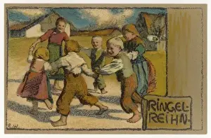 Vintage Childhood Photography Drucke: RING O ROSES C1905