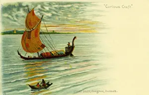 Anon Artist Prints Online Drucke: River boat, Rangoon (Yangon)