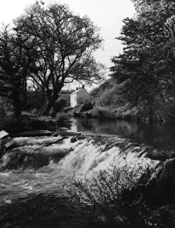 Devon England Landscapes Drucke: River Teign Weir