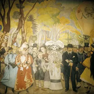 Drucke von RIVERA, Diego (1886-1957). Traum eines Sonntagsvormittags im Alameda-Park, Detail der Wandmalerei, 1947-1948. MEXIKO. Mexiko-Stadt. Museums-Diego-Rivera-Museum. Zentrales Detail Diego Rivera Drucke: Diego Rivera