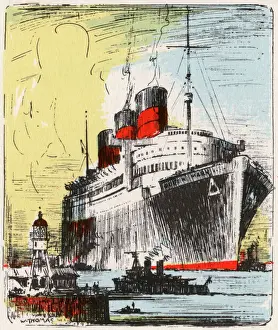 Dampfschiff Drucke: Die RMS Königliche Marienburg, Linienfahrt der Cunard-Line Seereederei Schiff