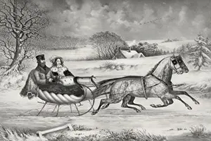Horseback Riding In Snow Drucke: The road, winter