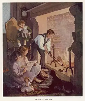 Winter Scene Drucke: Roasting Chestnuts