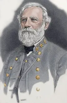 Historical Figure Portrait Art Drucke: Robert E. Lee (1807-1870). Colored engraving