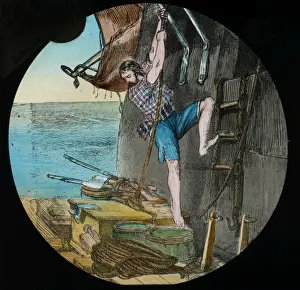 Boswell Collection Prints Online Drucke: Robinson Crusoe loading the raft