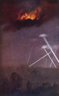 World War I Aerial Combat Drucke: Robinson Downs Zep 1916