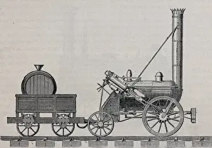 Steam Engine History Drucke: Rocket steam engine designed by Stephenson, founder