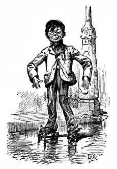 Retro London Photography Drucke: Roller-Skating Urchin