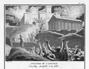 Roman Ruins Photography Drucke: Roman Capitol on Fire