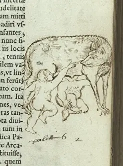 Roman Mythology Drucke: Romulus and Remus being suckled by Lupa