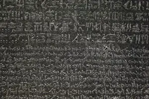 Die Rosettastone, hieroglyphische und demotische Schrift